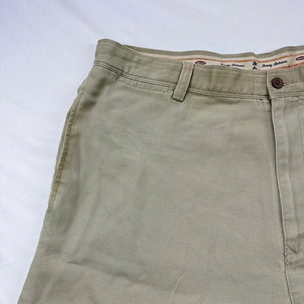 Tommy Bahama Relax Mens Khaki Tan Tencel Cotton Ribbed Shorts Size 40